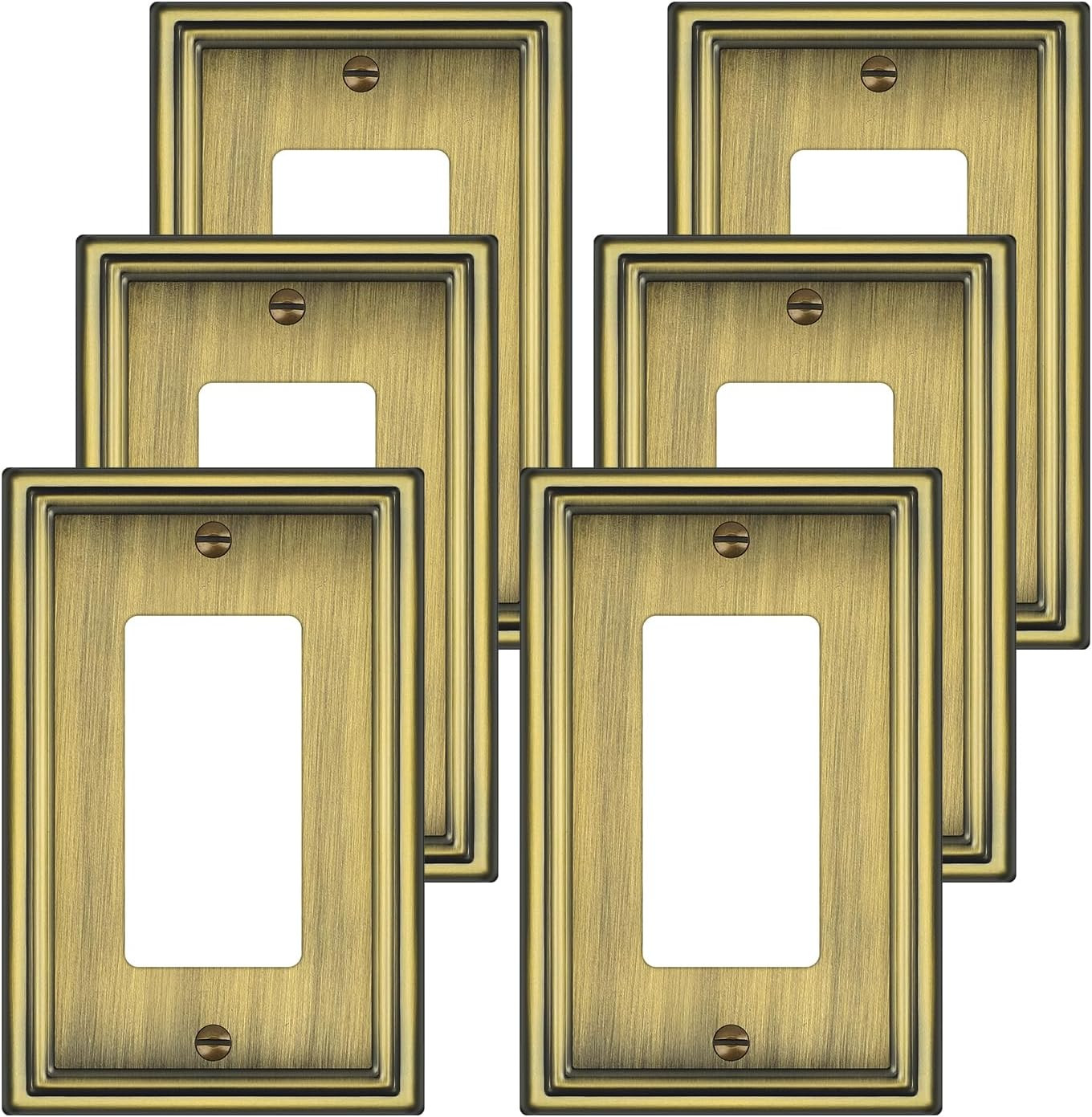 6 Pack Single Decorator Switch Covers Wall 1 6 Pack, Antique Brass gallery