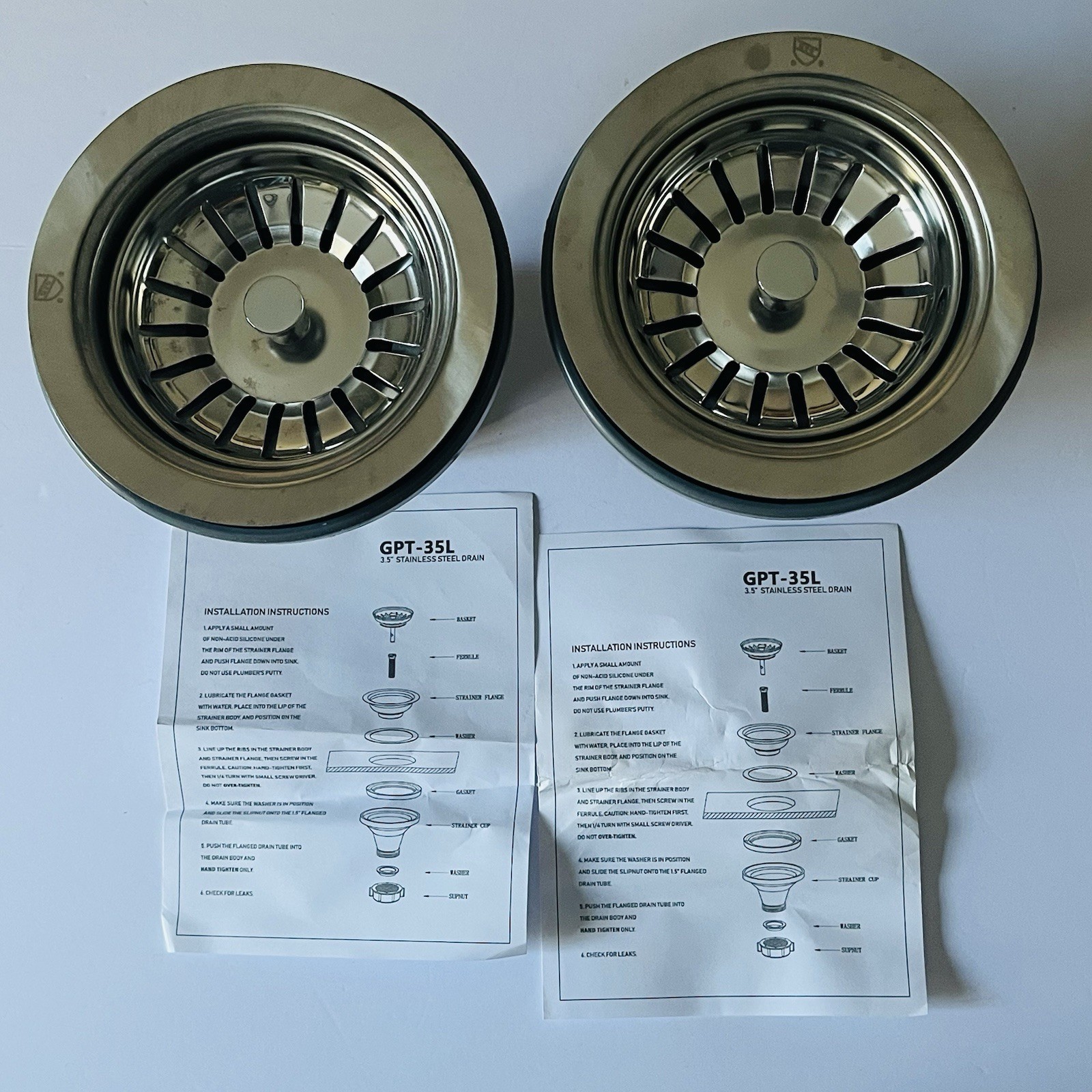 Pair - Nantucket Sinks GPT-35L Stainless Steel Kitchen Sink Drains NEW Open Box gallery