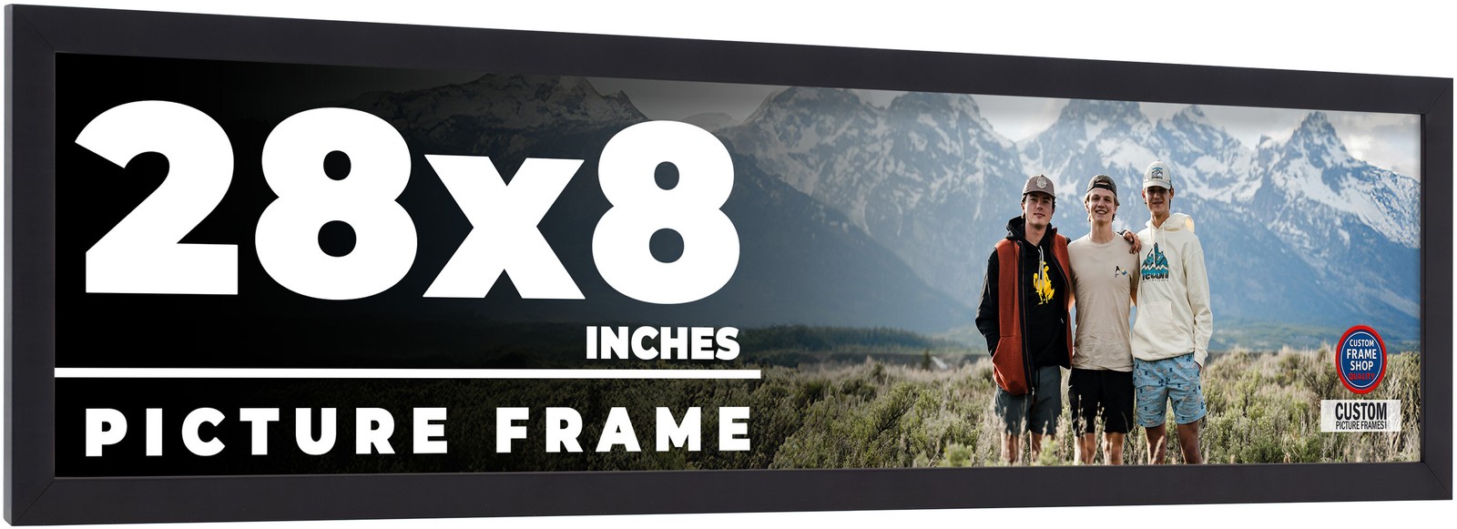 28x8 Frame Black Real Wood Picture Frame Width 0.75 inches | Interior Frame Dept gallery