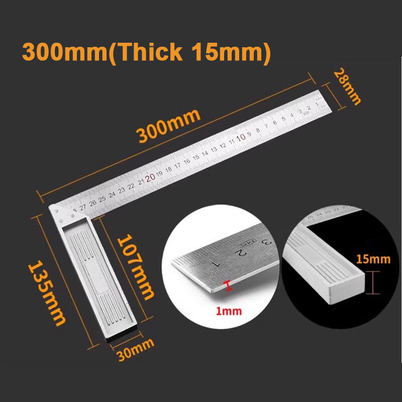 Right Angle 30cm/300mm Scale L Square Ruler Woodworking Tool Stainless Steel gallery