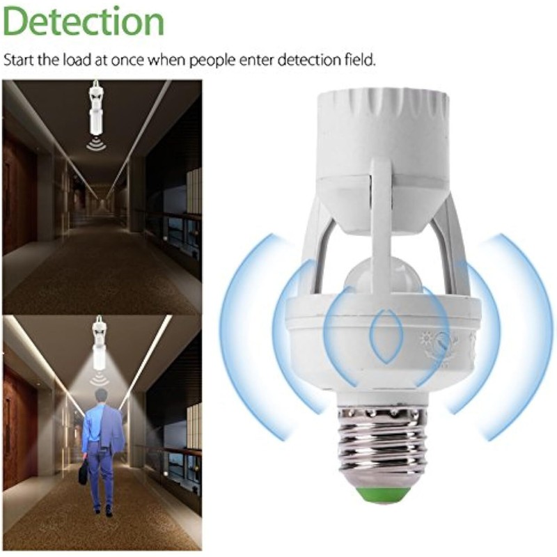 Screw-In Motion Activated Sensor Light Bulb Control Socket Adapter Dusk to Dawn gallery