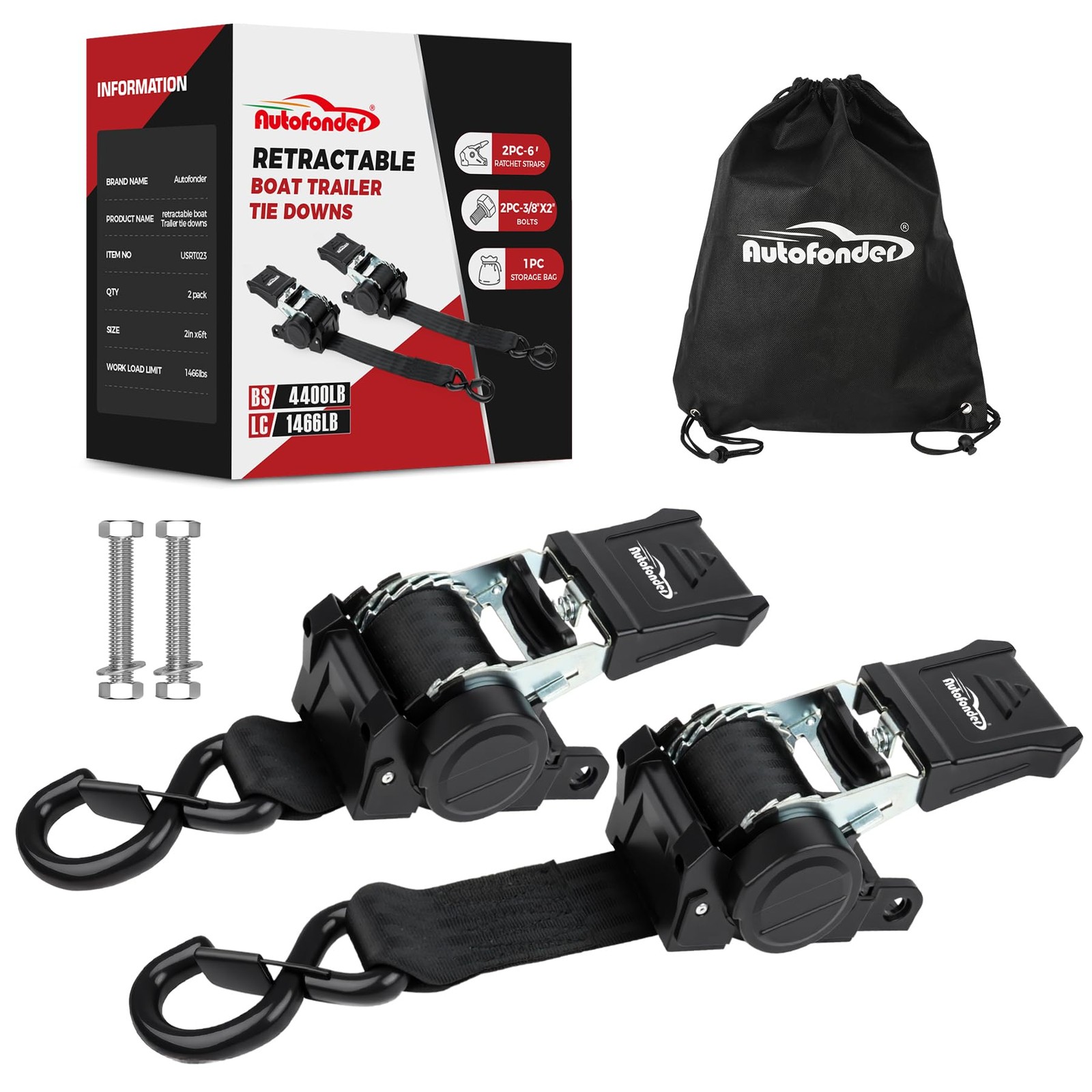 Retractable Boat Tie Down Straps-2" x 6ft Heavy Duty Transom Strap,Trailer Bo... gallery