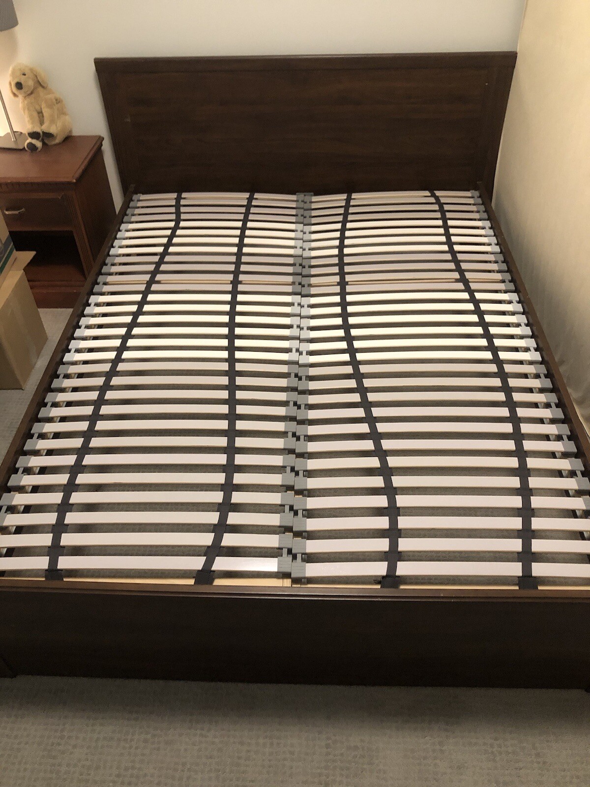 Ikea Queen Bed Frame (Brusali, Brown) + Slats (Ikea Luroy) gallery