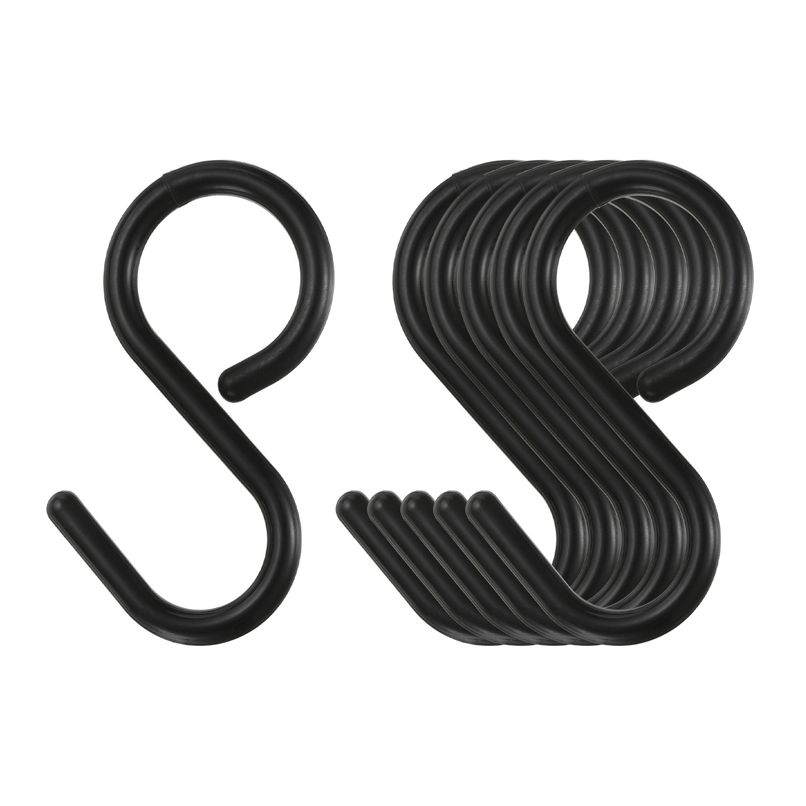 6pcs S Hooks 2.4" Plastic Hanging S Shaped Hooks Small Closet Rod Hooks Black gallery