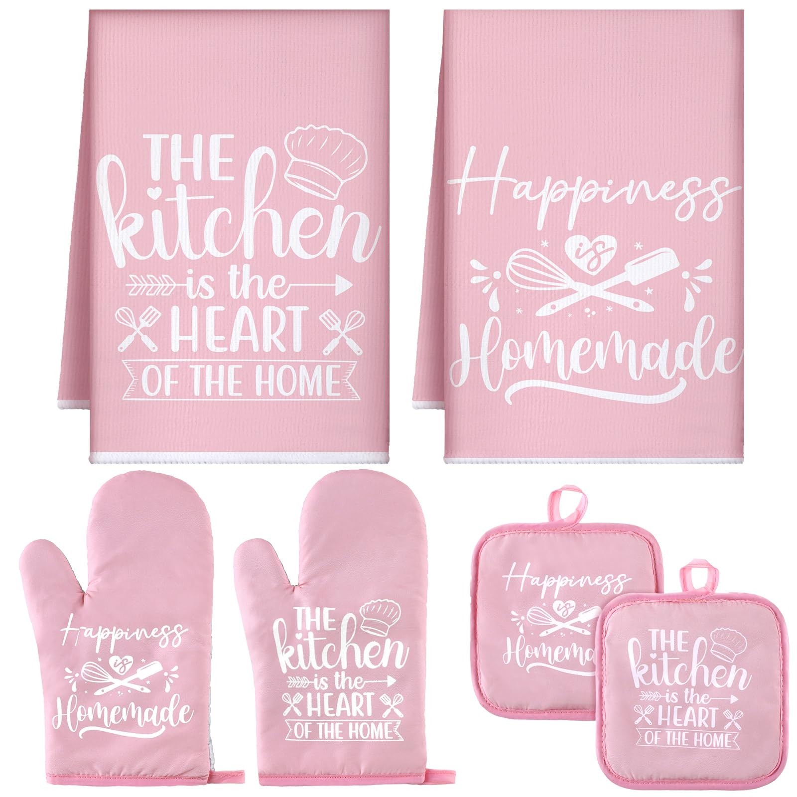 6 Pcs Kitchen Decor Accessories Set Farmhouse Towels Pot Holders Oven Mitts S... gallery