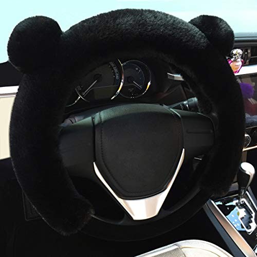 Universal Fluffy Steering Wheel Cover Fashion Cute Cartoon Shape 15 inch BLACK gallery