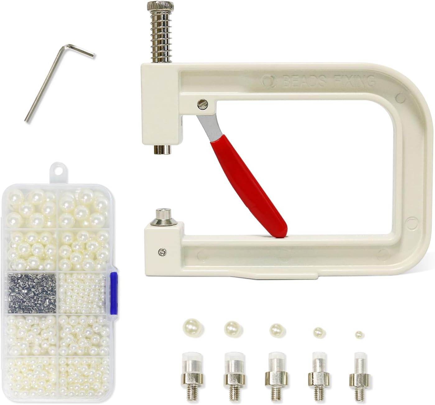 Pearl Setting Machine, Pearl Hand Press Tools with White Pearl Beads, Rivet Stud gallery