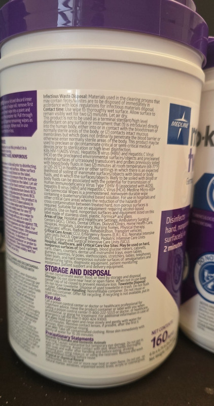 2 Pack, Medline. Micro Kill 2 Germicidal Wipes for Health Care, 160 CT gallery