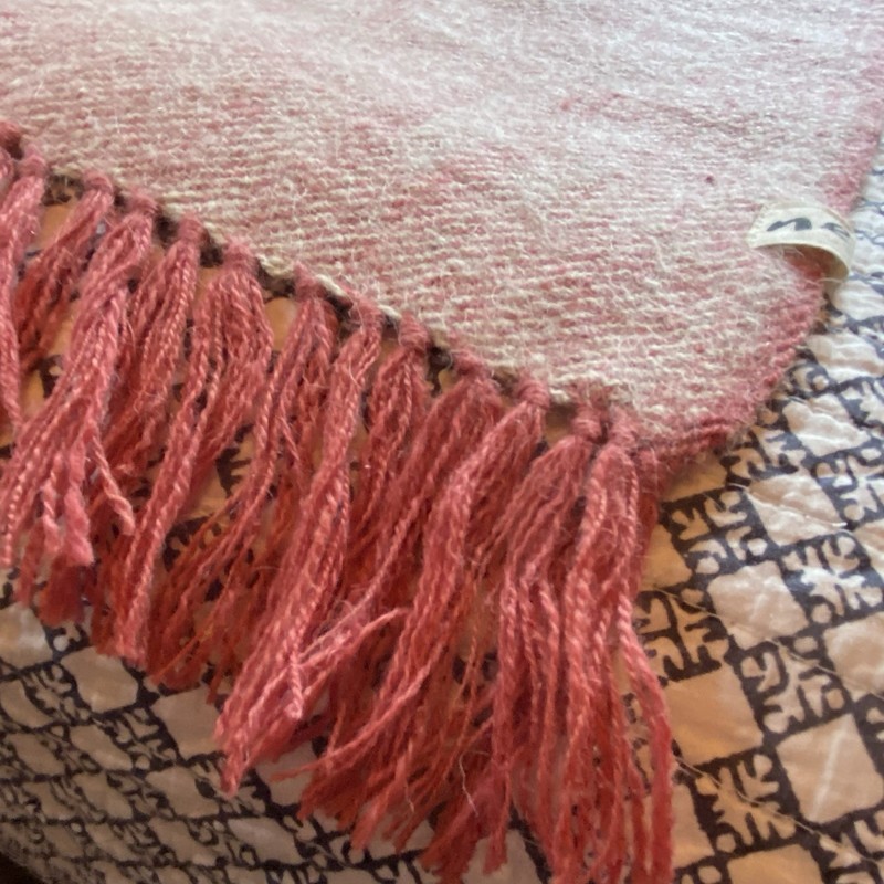 NEEM Handmade 100% Wool Dusty Rose Bed Runner Textile 86x41 Loomed Throw Blanket gallery