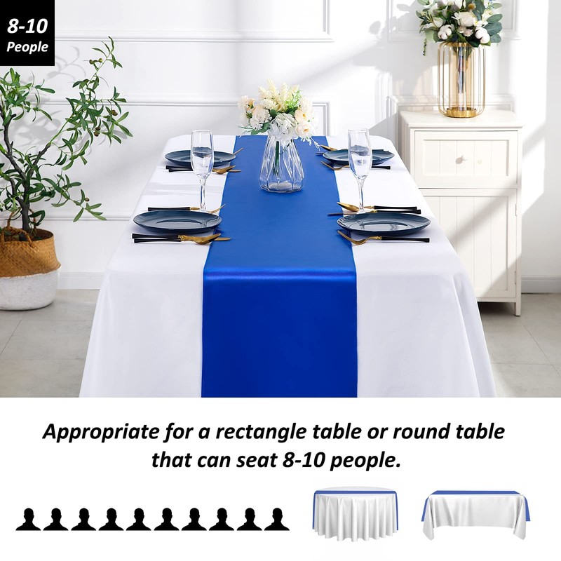 12 Pcs Satin Table Runner, 12x108 Inch, Banquet Birthday Decor, Blue gallery
