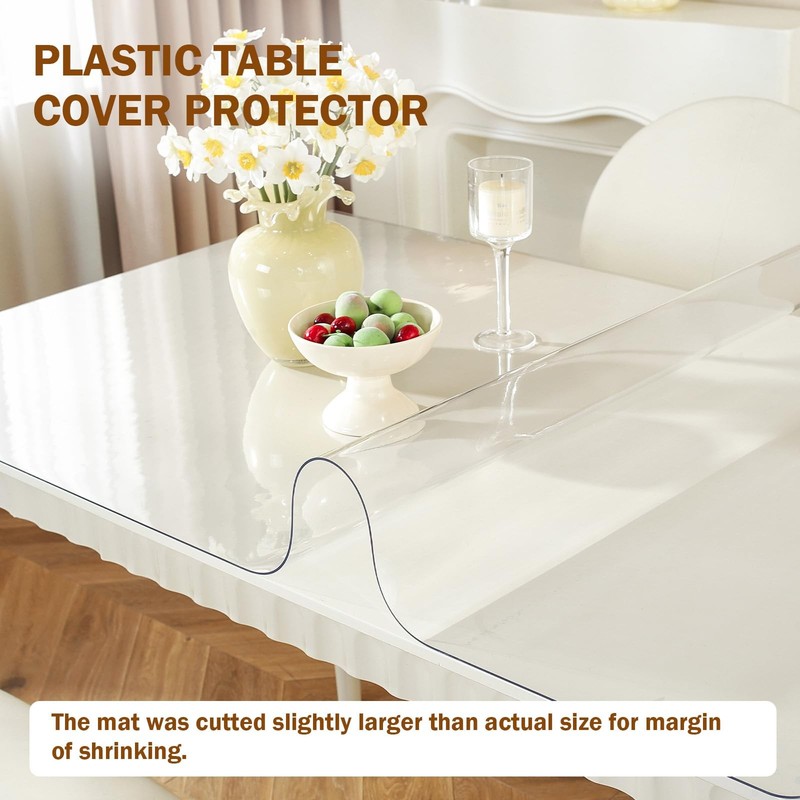 Clear Table Protector 36 x 54 Inch - 1.5mm Thick Plastic Table Cover, Clear T... gallery