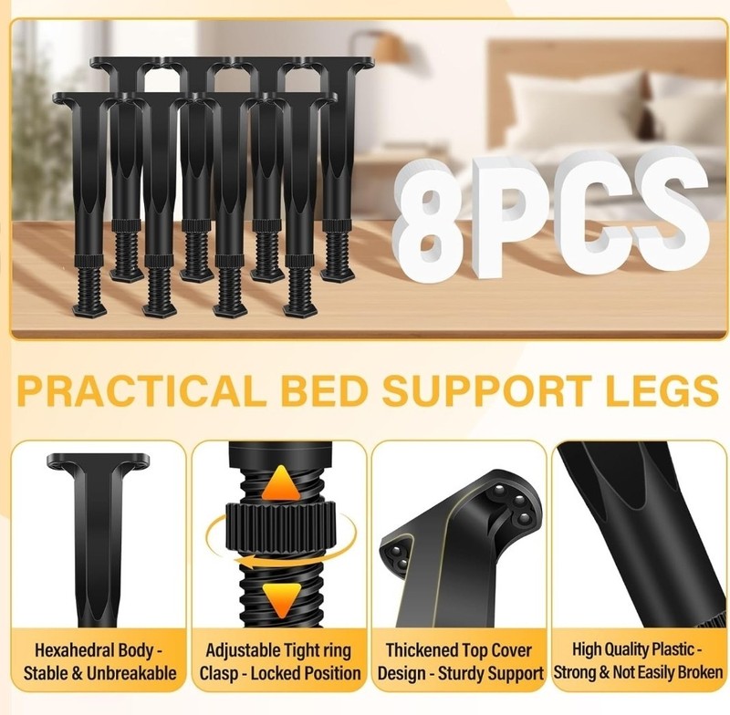 8 PCS Adjustable Height Bed Frame Support Legs - 7.8-14.6inch Bed Slats Suppo gallery