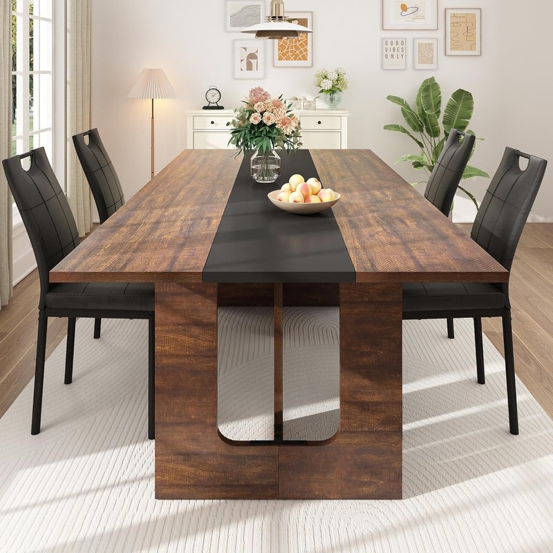 70 INCH Dining Table for 4 6 People Modern Wooden Dining Table W/Thickened gallery