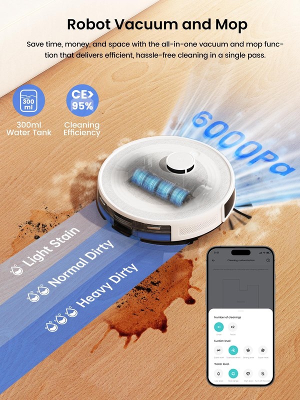 Robot Vacuum and Mop Combo, 8 Weeks Self-Emptying with Dual Dustbin Options, ... gallery