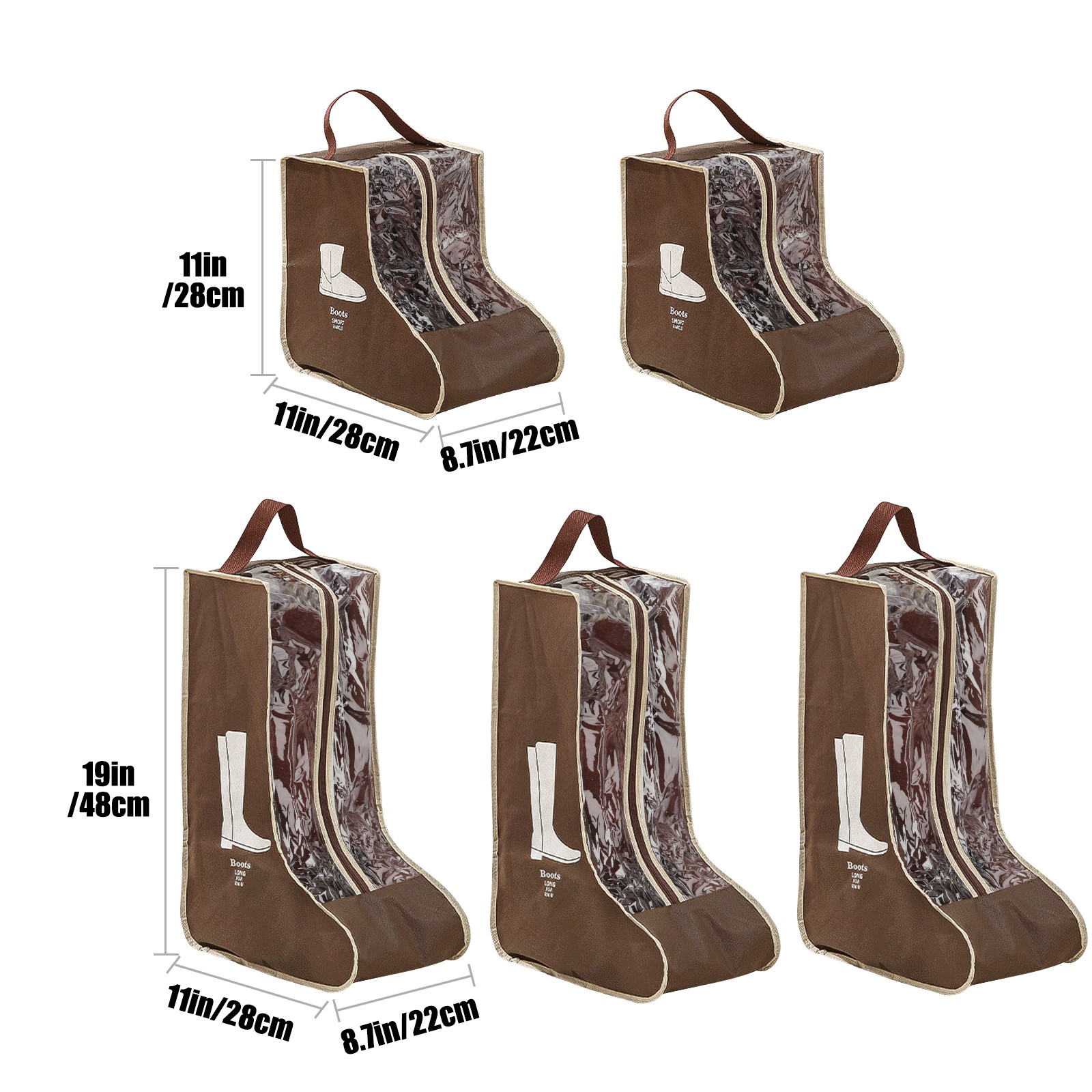 5x Boot Storage Bags Dustproof Waterproof Shoe Organizer Case for 3 Tall 2 Short gallery