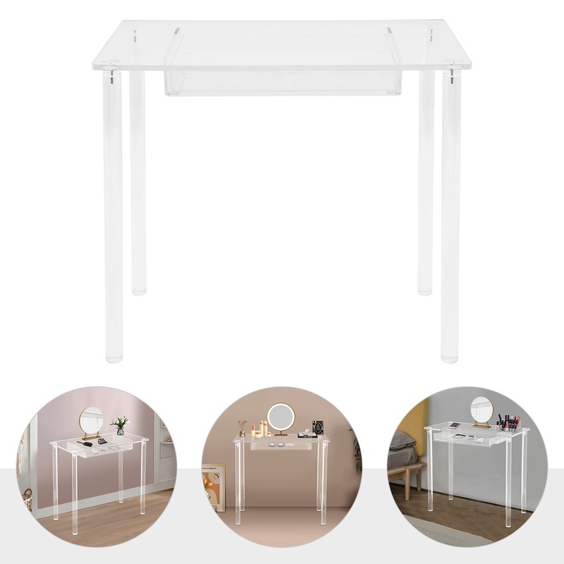 Acrylic Makeup Vanity Desk - Clear Vanity Table with Drawer - Small Makeup Table gallery