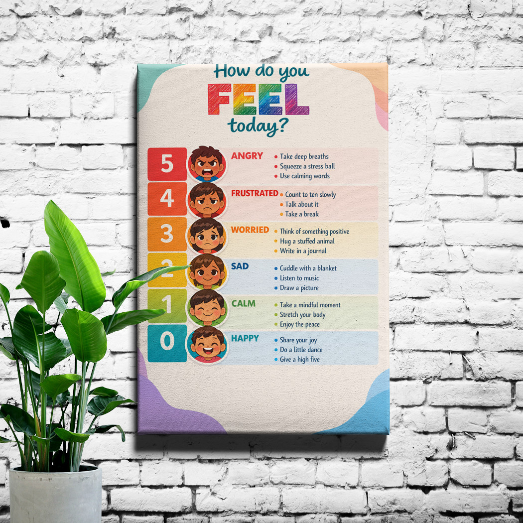 Kids Emotion Chart Poster Print Color Scale Cartoon Facial Expressions gallery
