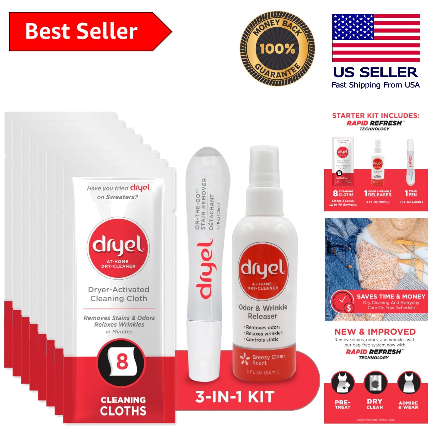 At-Home Dry Cleaner Starter Kit – 8 Loads of Gentle Fabric Care & Wrinkle Rel... gallery