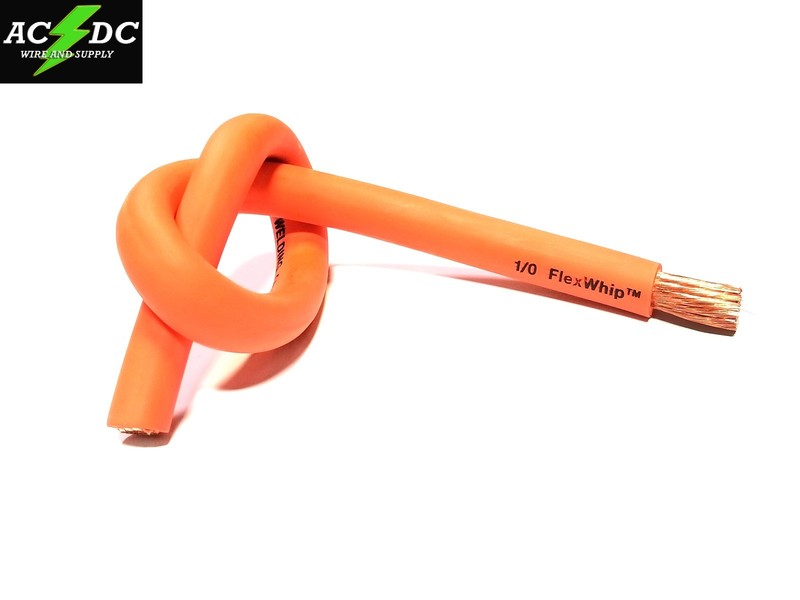 Battery Cable Pure Copper ORANGE FLEX WHIP Power Wire 1/0 or 2/0 Gauge AWG gallery