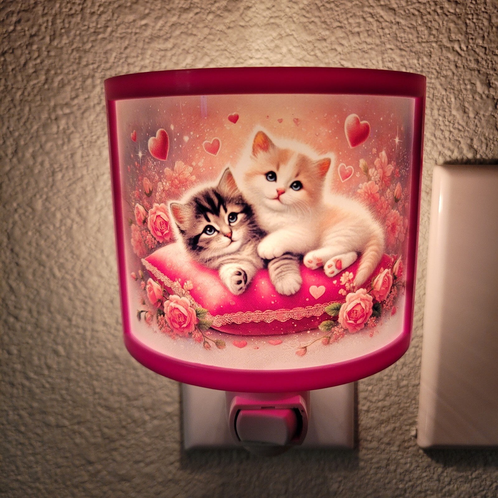 Cat Night Light, Wall Plug In, Valentines Day Gift, Cute Cats Wall Art Print gallery