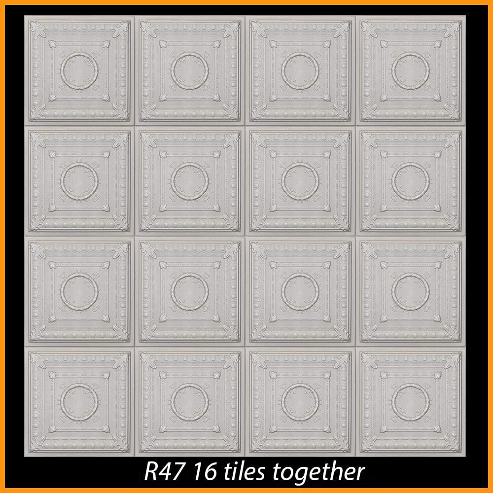 Ceiling Tiles Glue Up Styrofoam 20x20 R47 Light Silver Lot/88 pcs (232.32 sq ft) gallery