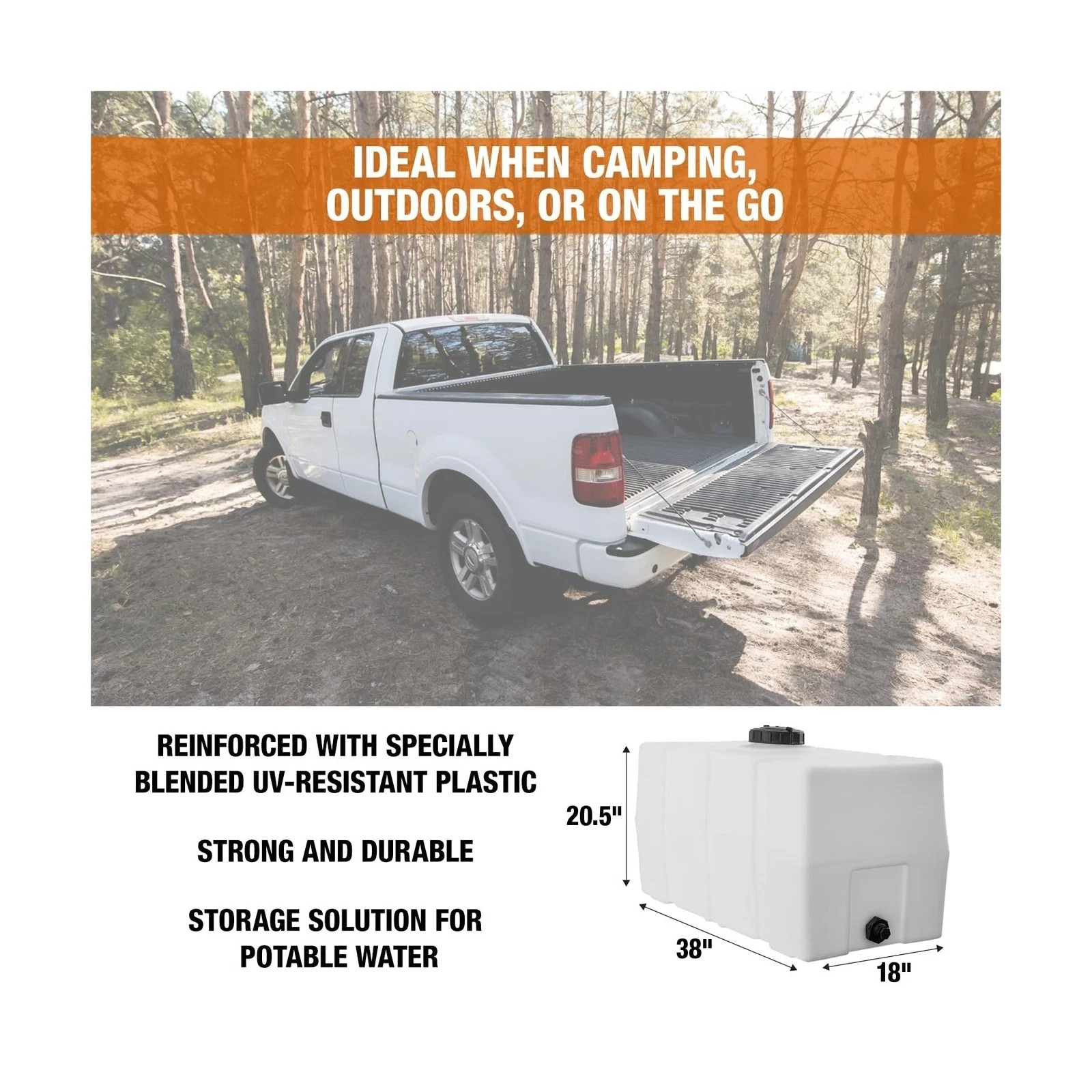 RomoTech Horizontal Square Reservoir Water Tank, 50 gallon, Made In ... gallery
