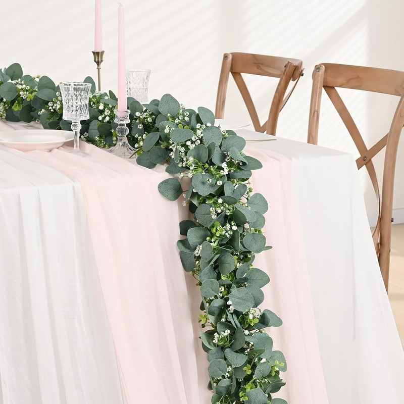 2-6PCS Artificial Eucalyptus with Flowers, Faux Greenery Garland Hanging gallery