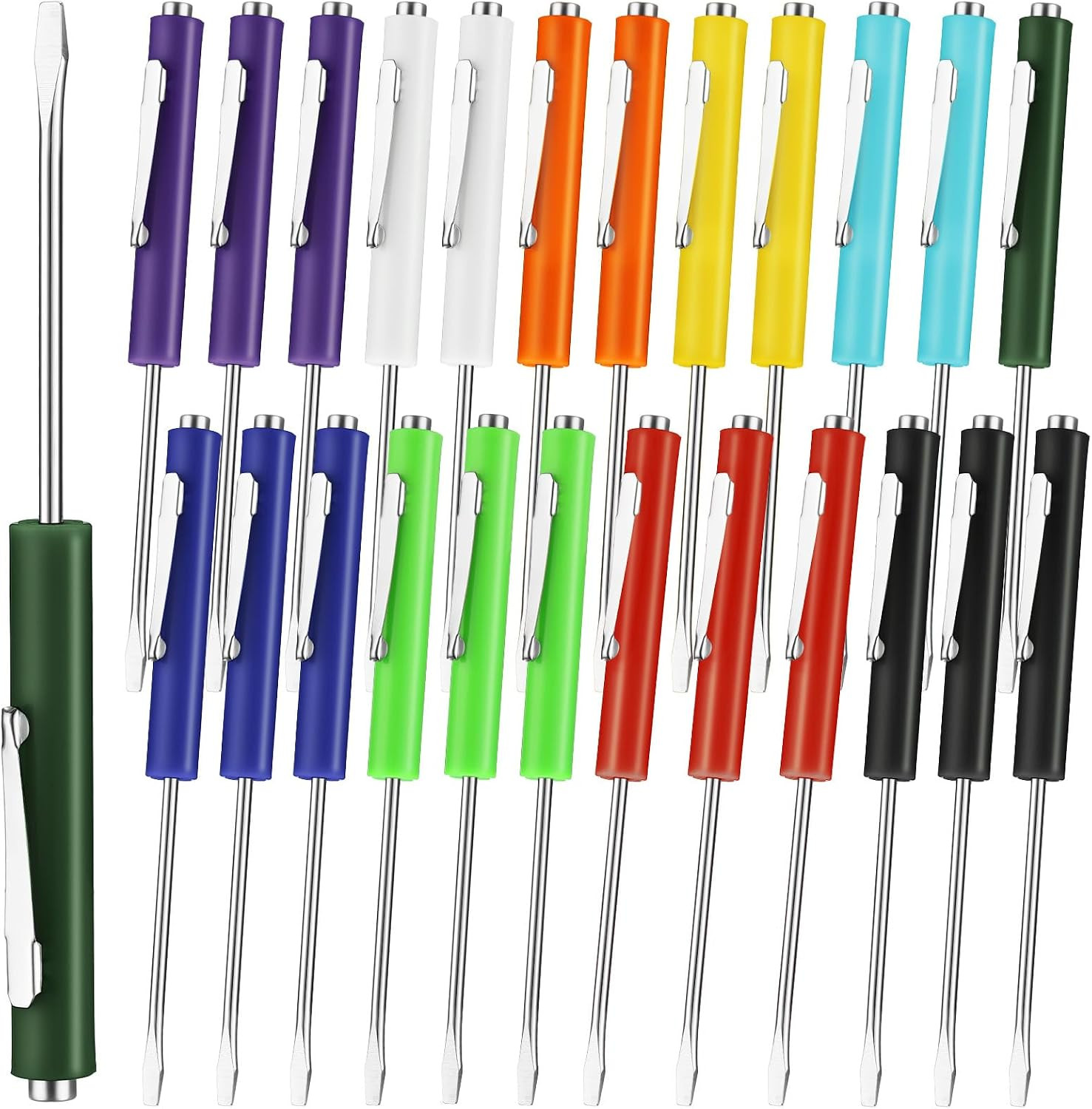25 Pcs Pocket Screwdriver Mini Tops and Pocket Clips Magnetic Slotted Small Scre gallery