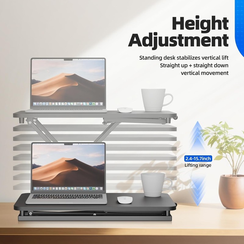 NEW Height Adjustable Standing Desk Converter Sit-to-Stand Workstation Black gallery