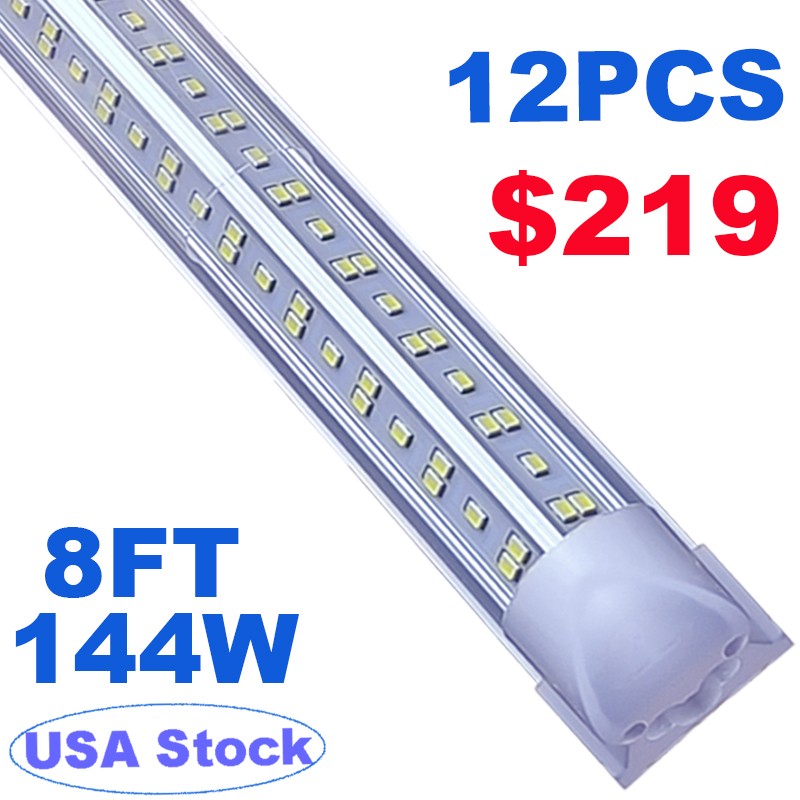 144W 8FT LED Tube Light Bulbs Integrate 8' 4 Row V Shaped LED Shop Light Lamps gallery