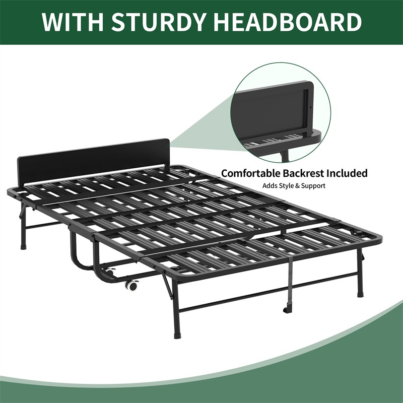 75*46 in Folding Bed with 5" Memory Foam Mattress Guest Bed Portable Rollaway gallery