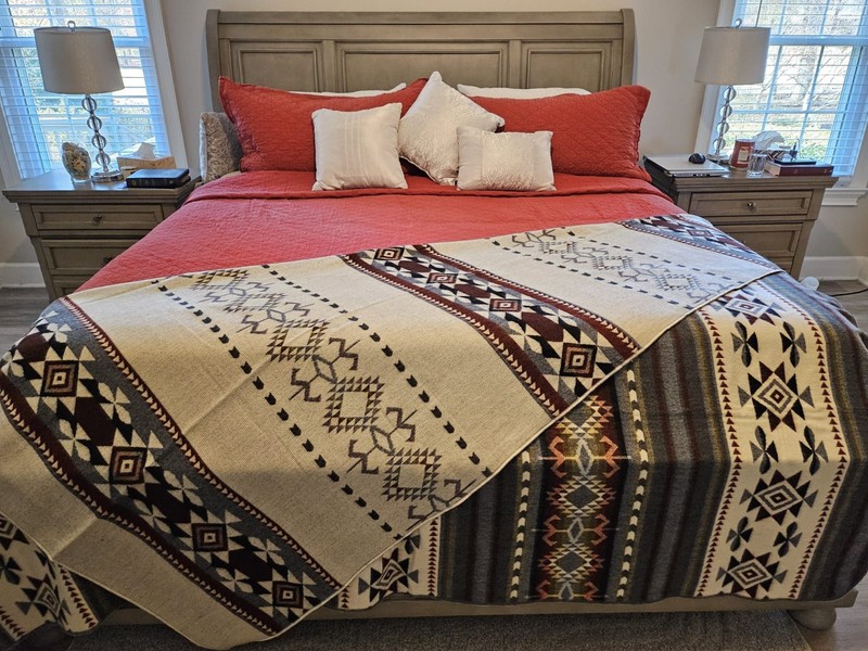 EXTRA LARGE, REVERSIBLE, ALPACA WOOL,MULTICOLOR BLANKET ECUADOR 74,8x91,33 in gallery