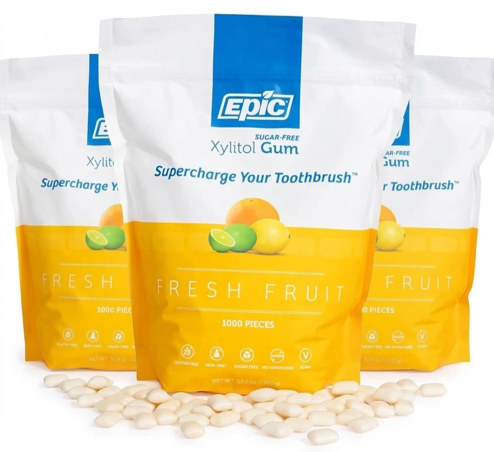 3000 PIECES - Epic Fruit Vegan Chewing Gum LOT Sugar Free Xylitol Fresh 3 BAGS gallery