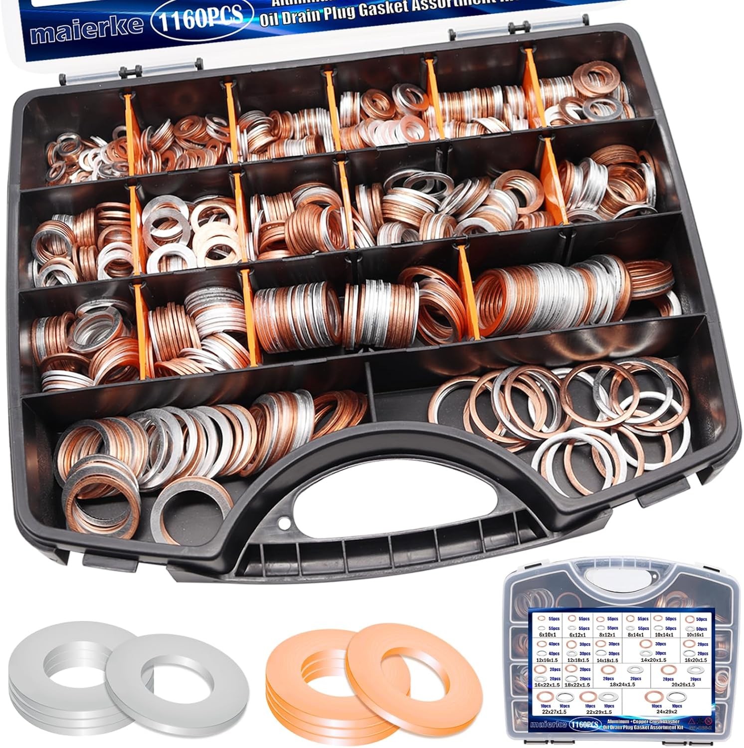 1160PCS Crush Washer Set, Copper Aluminum Gaskets for Oil Drain Plugs gallery