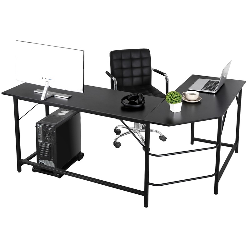 66" L-Shaped Computer Desk Large Workstation Home Office PC Stand Modern gallery