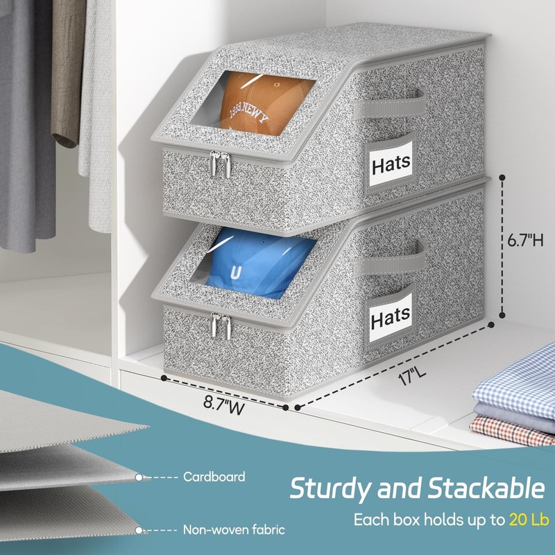 2 PCS Stackable Hat Storage for Baseball Caps, Holds up to 24 Caps Hat Organizer gallery