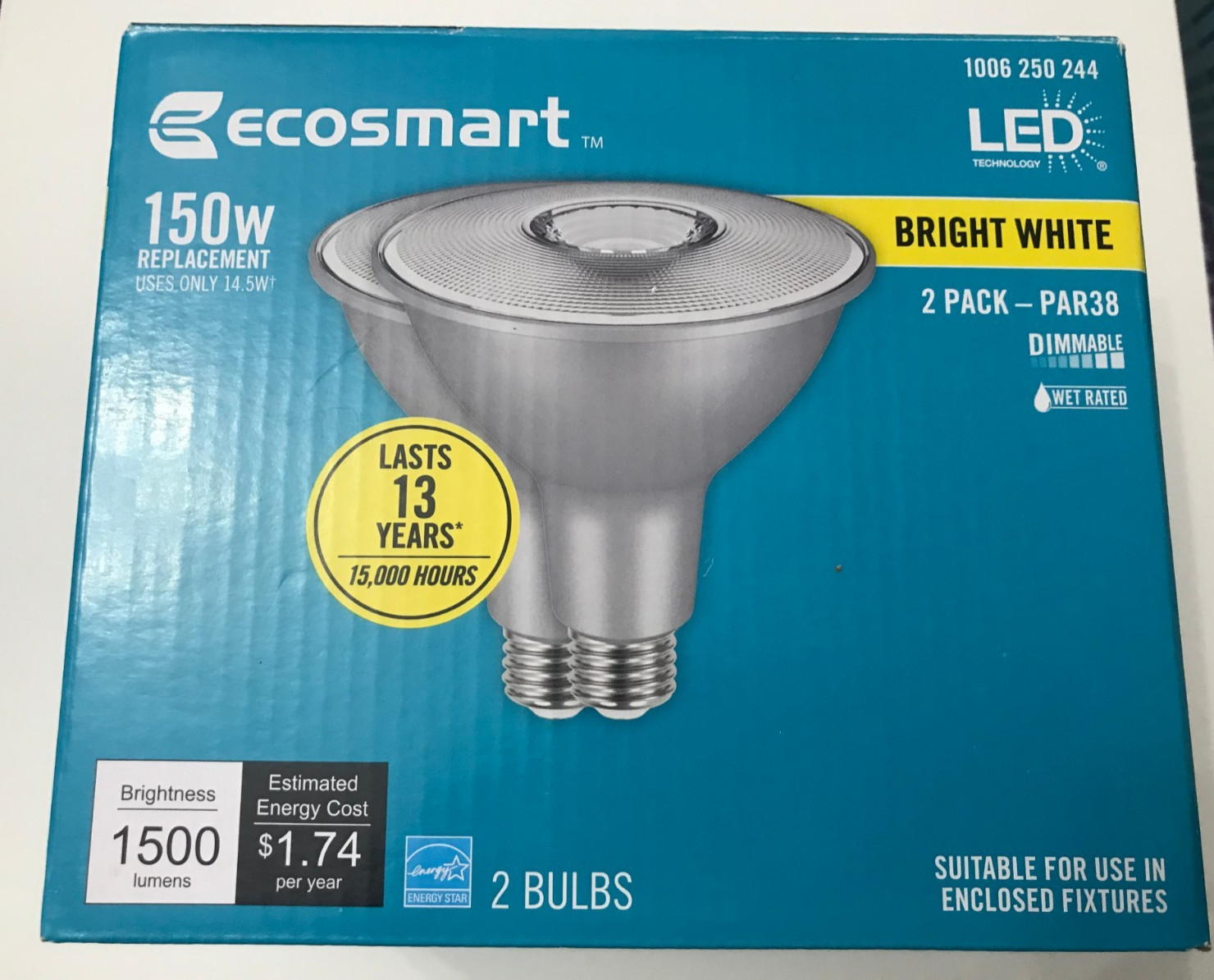 ECOSMART 150-Watt PAR38 8 Dimmable Flood LED Light Bulb Bright White (2-PACK ) gallery