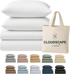 CLOUDSCAPE 100% Egyptian Cotton Queen Sheets – 400 Thread Count Extra Deep Pocke