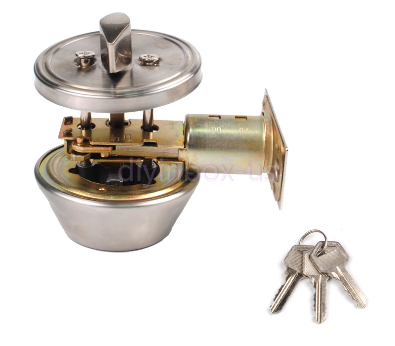 Silver Cylinder Deadbolt Door Lock Security Home Entry Handle Set with 3 keys gallery