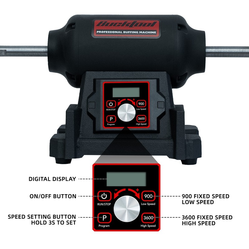 BUCKTOOL 1HP VFD Motor 8-Inch Variable Speed Bench Buffer Polisher ,TDS-I200VBG gallery