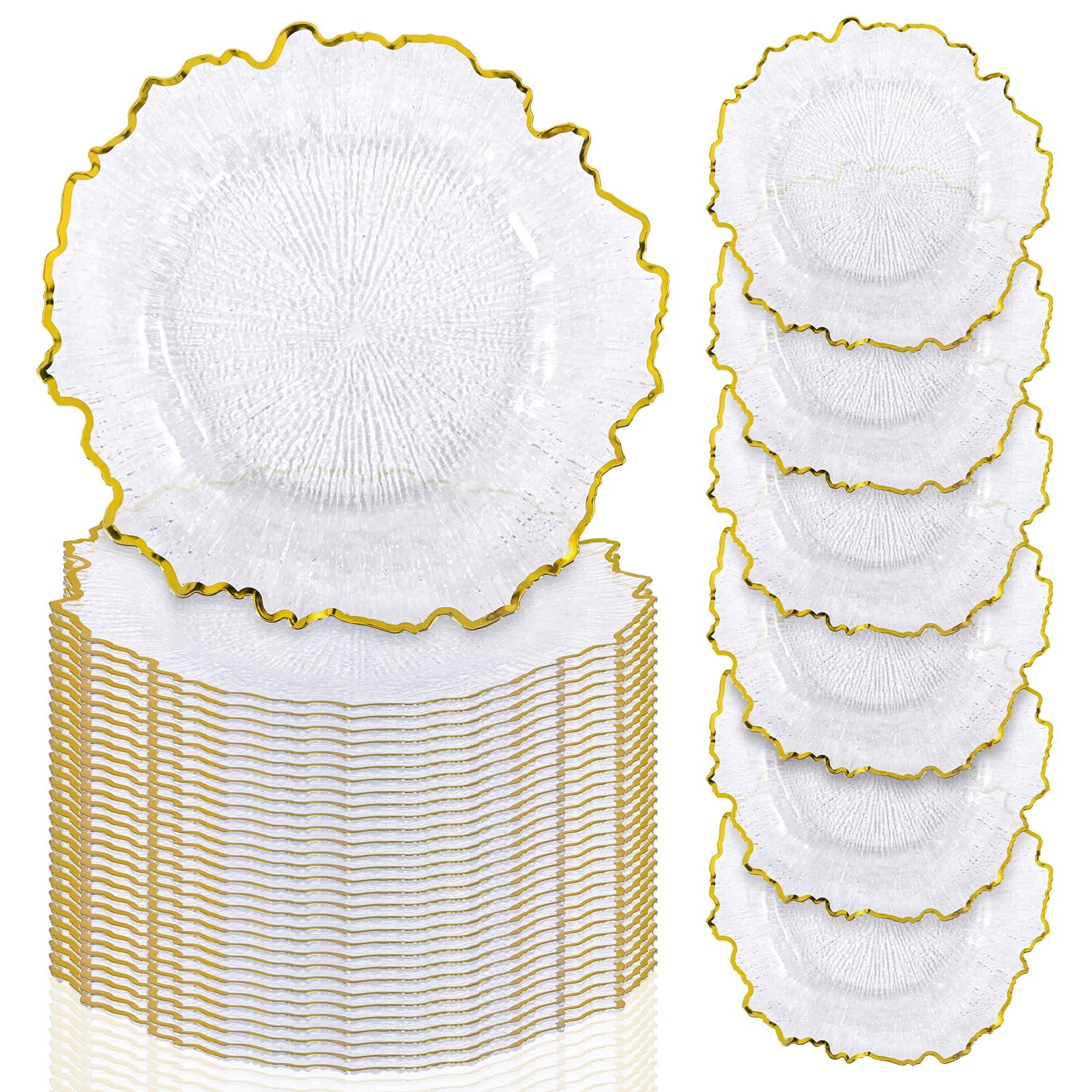 Rewomc 50 Pcs Clear Charger Plates Bulk 13 Reef Acrylic Plate Chargers For gallery