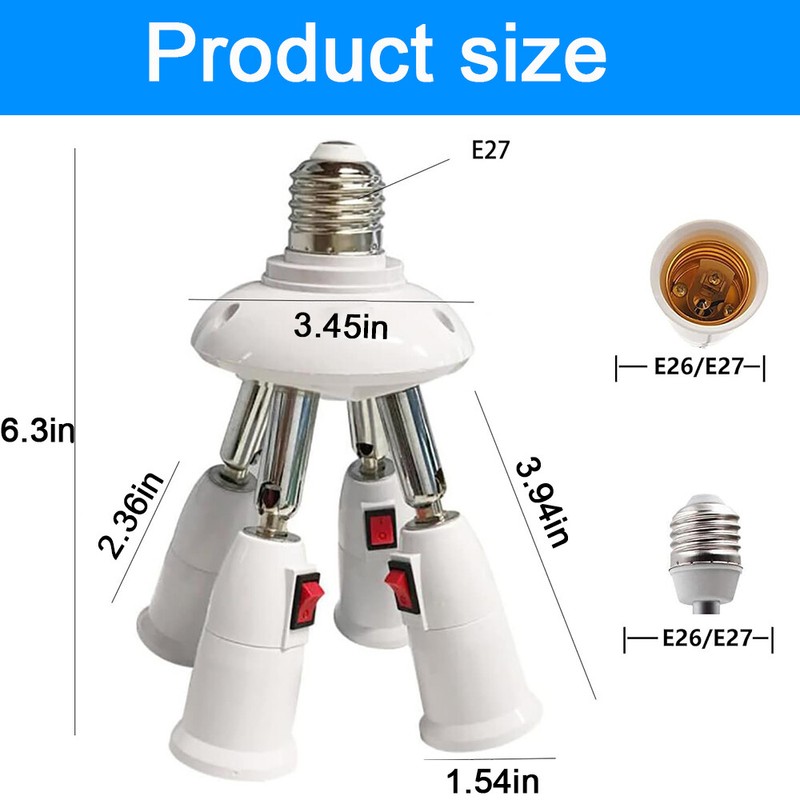 E26/E27 Socket Splitter Adjustable Converters Lamp Base Holder for E27 LED Bulb gallery