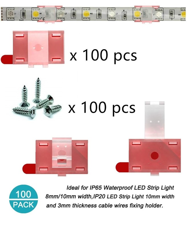 LED Strip Light Mounting Brackets Clips - 100 Pack Clear Cable Organizers gallery