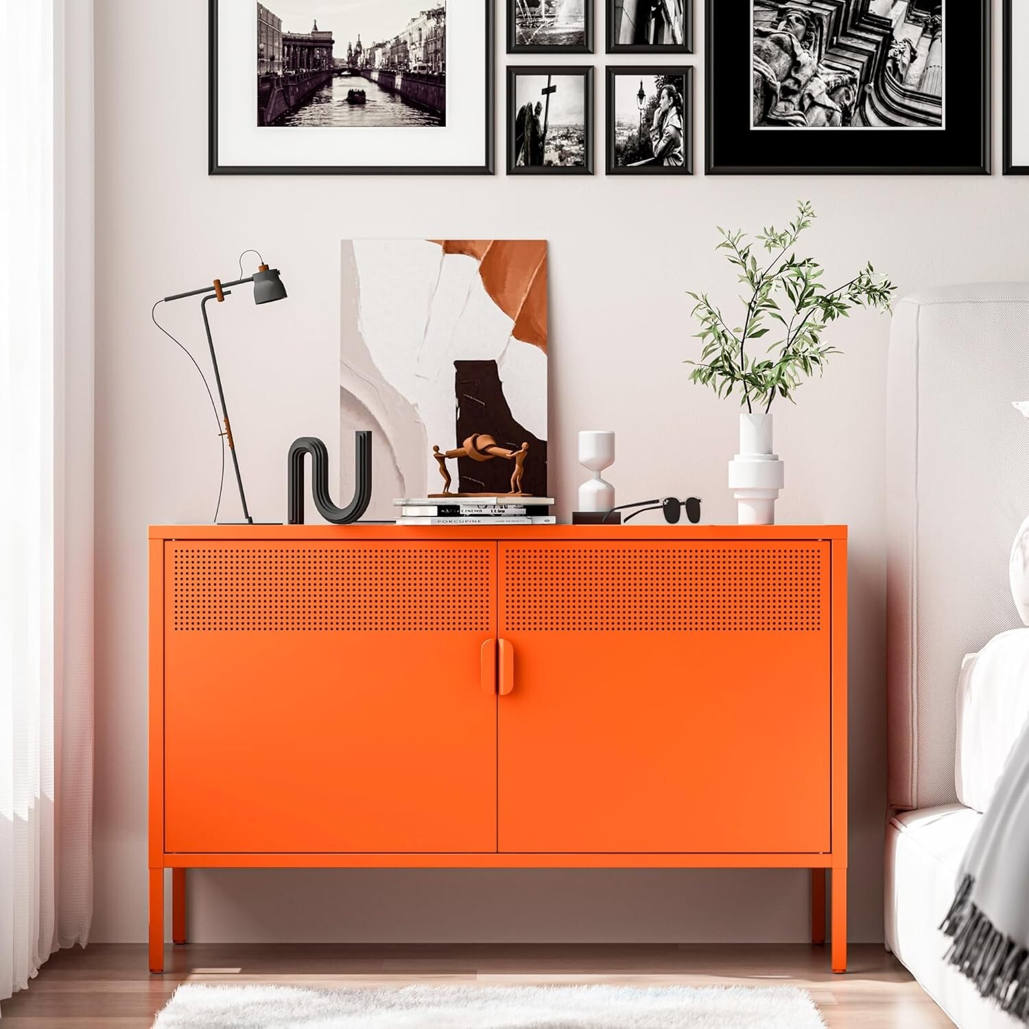 Elegro 40” Metal Storage Cabinet with Mesh Doors,Adjustable Shelves,for Home gallery