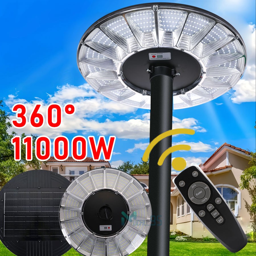 360° Round Solar Street Lights LED Flood Light Dusk to Dawn Motion Sensor Lamp gallery