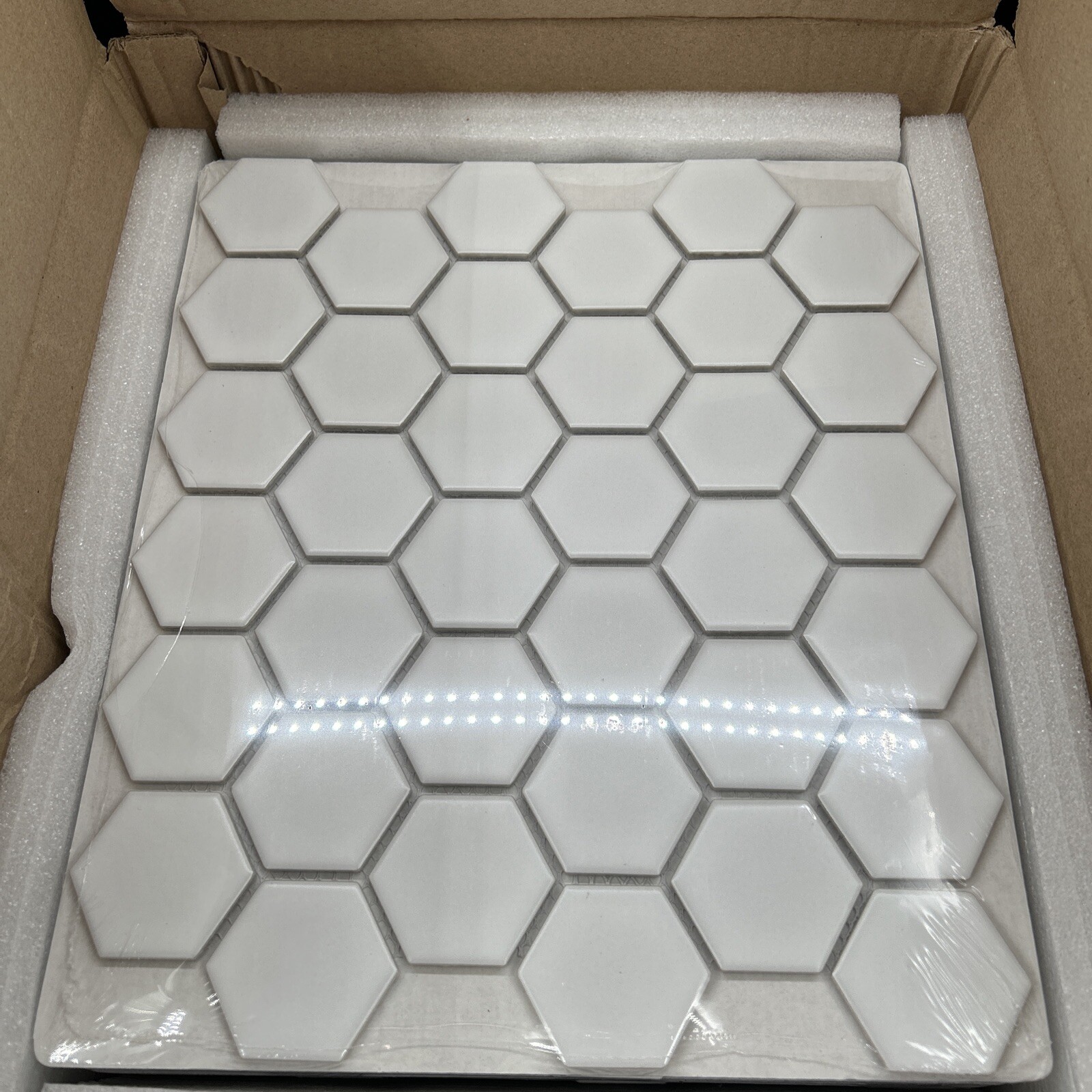 Merola Tile Metro 2" Hex White 11.13"x12.63" Porcelain Mosaic (10ct) gallery