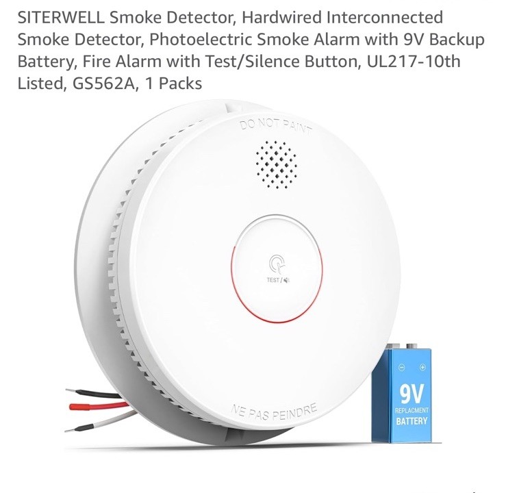 SITERWELL Hardwired Smoke Detector Interconnected 9V Backup Battery UL217-10th gallery