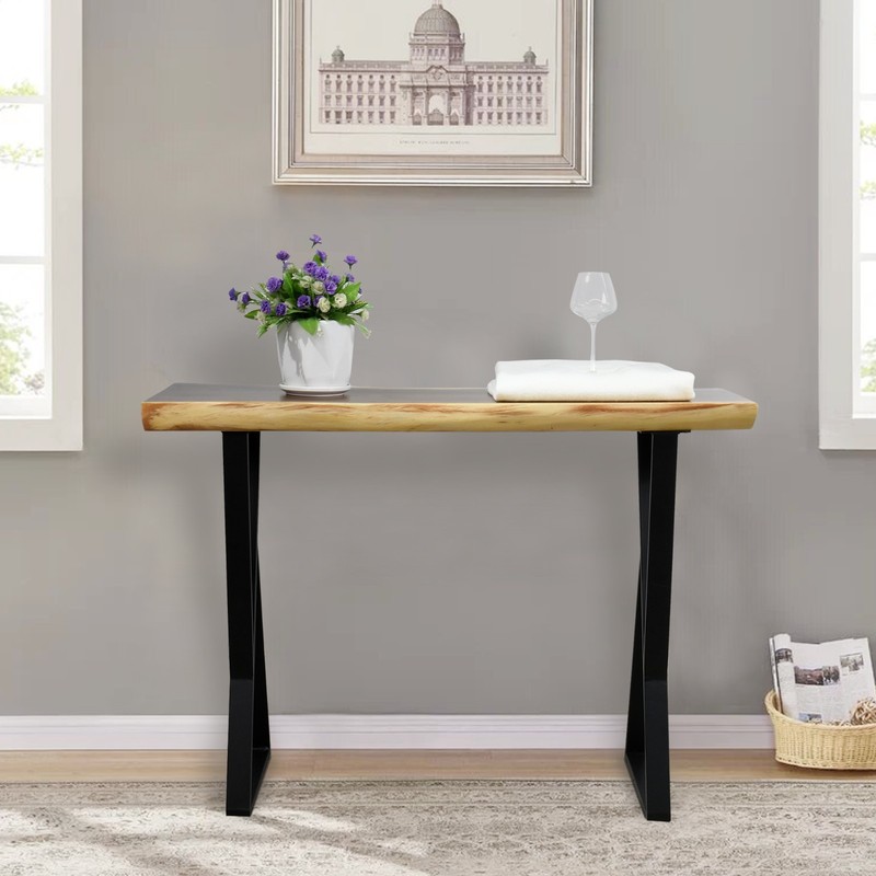 Rustic Suar Wood Console Table Natural Edge Sofa Table for Living Room Entryway gallery