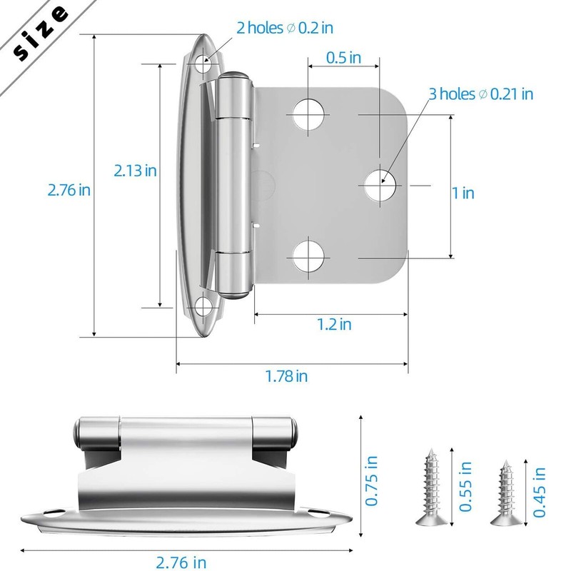 Overlay Kitchen Cabinet Hinges Self Closing Face Mount Cupboard Door Hinge Lot gallery
