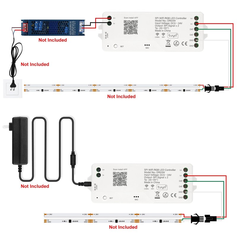 LED WiFi SPI RGB Controller with UL Certification, 2.4G WiFi DR03W RGB SPI Co... gallery